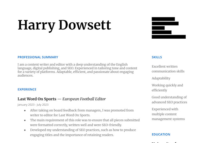 create a professional CV and cover letter for UK job seekers